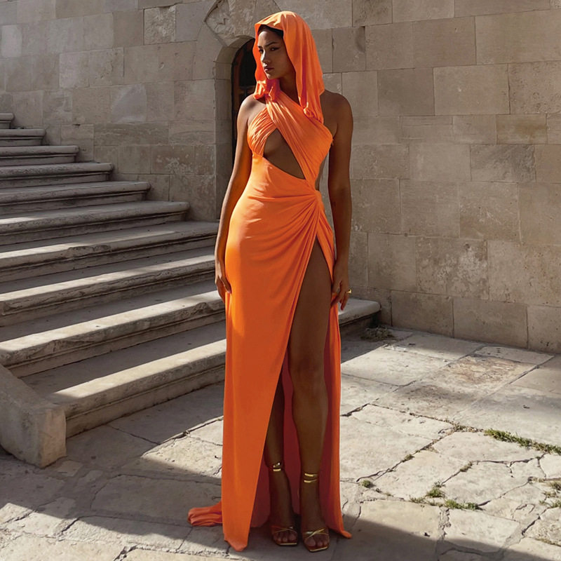 Summer Womens Dress Sexy Hollow Back Sleeveless High Slit Bodycon Style Perfect for Parties and Events Wholesale