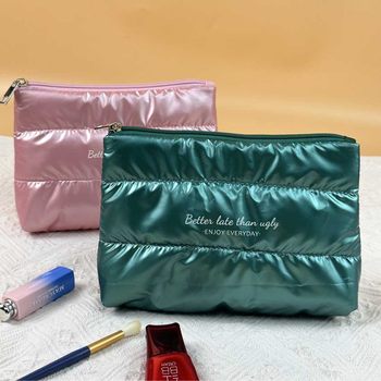 in stock Fashion Cotton Waterproof Cosmetic Bag Multi-functional Portable Toiletry Bag High-grade Clutch Bag Storage Bag