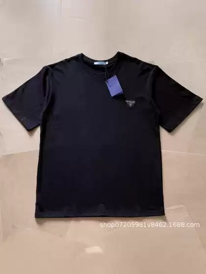 Cross-border Trendy Brand Triangle Standard Summer Men's Simple Printed 100 Cotton Casual Short-sleeved T-shirt