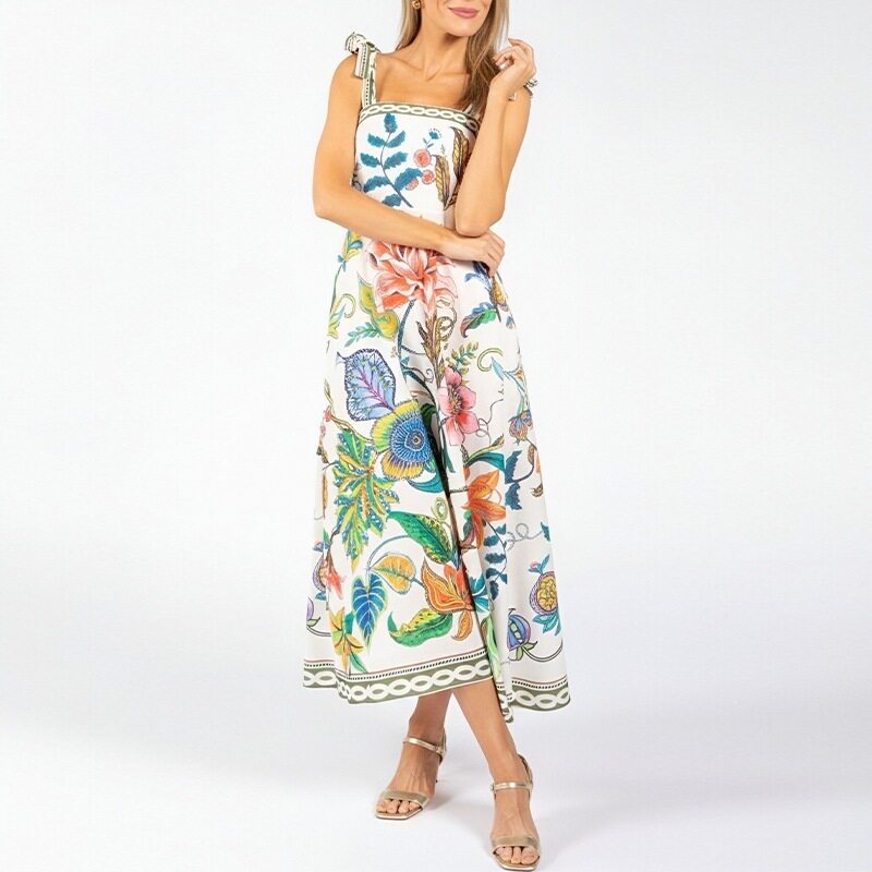 Casual Tie Front Dress Fashionable Floral Print Spring Summer Wear for Women Wholesale Available