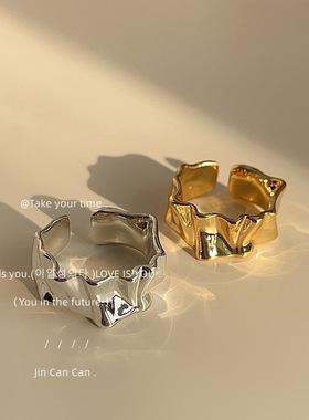 褶皱开口戒指原创设计个性