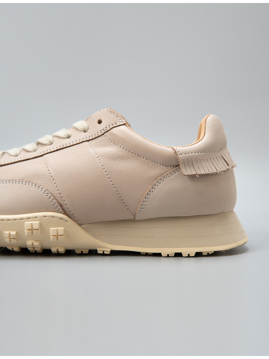 Giày sneaker nam da bò thật thủ công đế dày kiểu Forrest Gump — Màu trắng ngà