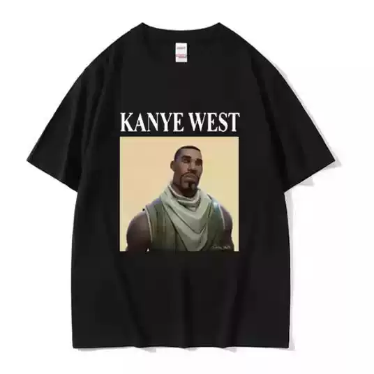 Interesting Kanye West Meme t Men's and Women's Rap Hip-Hop Character Retro Short-Sleeved T-Shirt Factory Direct Supply