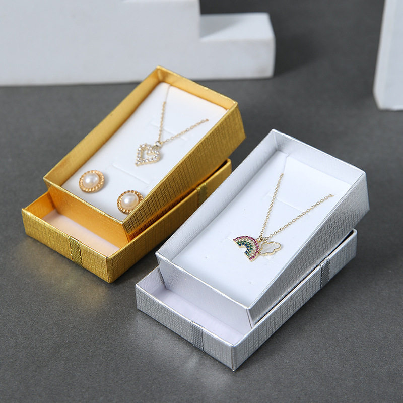 Gold and Silver Pearlescent Jewelry Storage Box 5X8 Ring Earrings Necklace Box Manufacturer Wholesale Packaging Carton in Stock