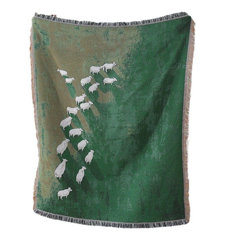 Customized Outdoor Picnic Mat Camping Style Blanket Cotton Thread Blanket Living Room Decoration Scenery Animal Tapestry Thickeneded Sofa Cover Blanket