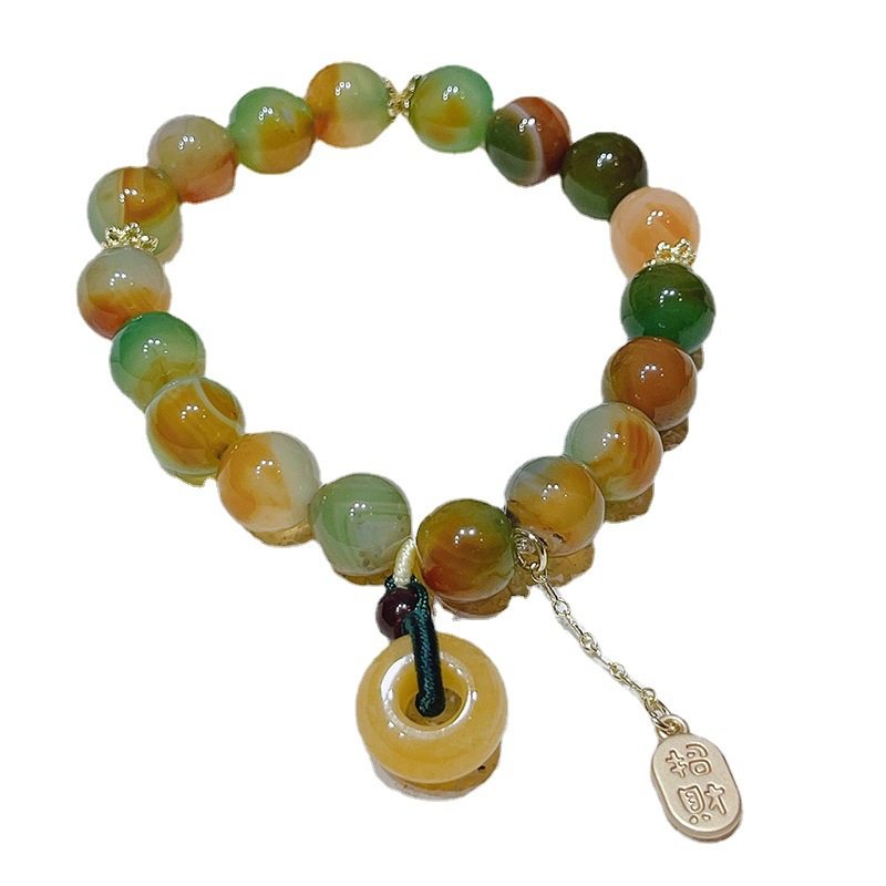 National style Nafu Peacock agate bracelet old mine yellow jade peace ring bracelet road pass agate bracelet wholesale
