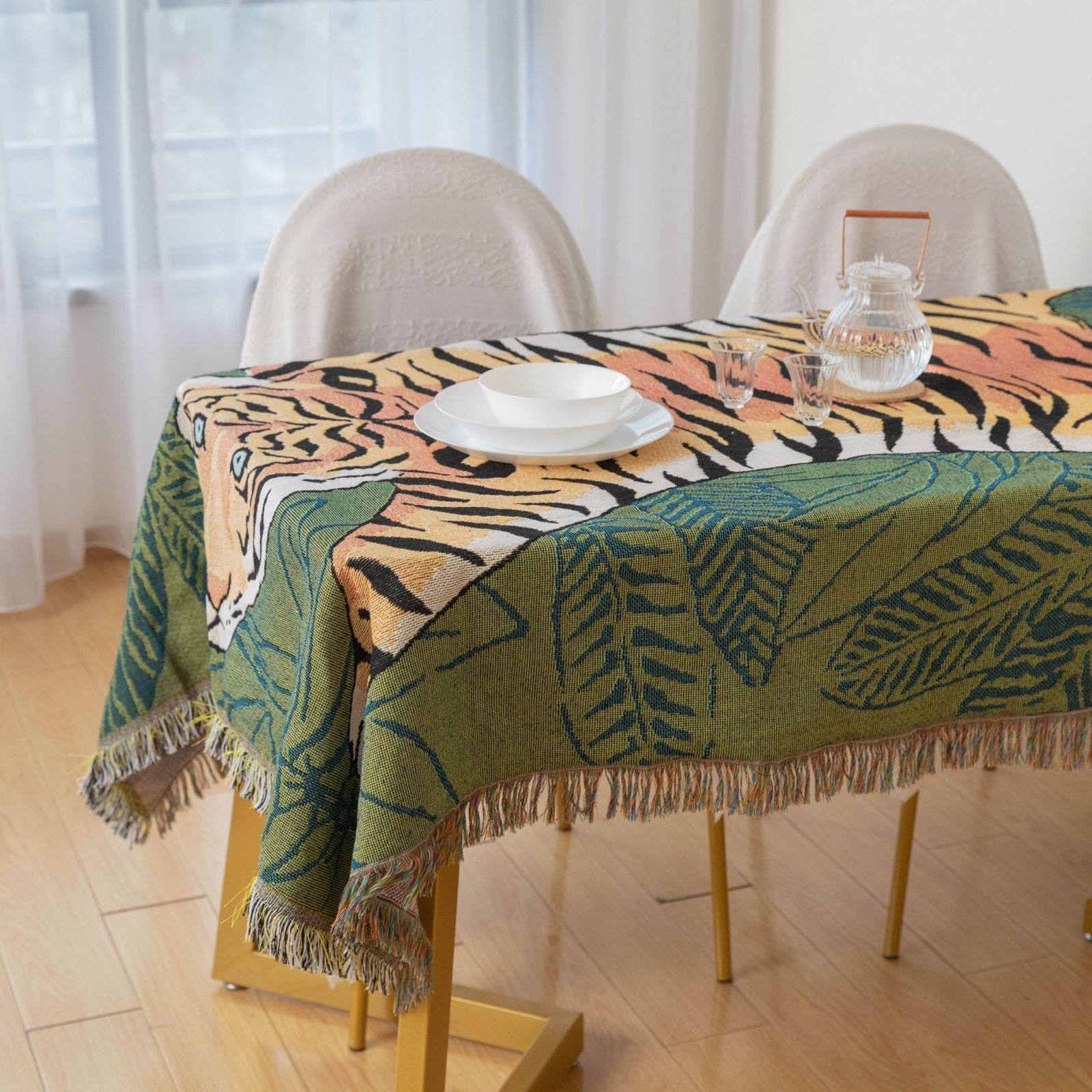 Cross-border Custom American Tiger Sofa Cover Sofa Cover Four Seasons Universal Thread Blanket Tapestries Decorative Blanket Outdoor Camping