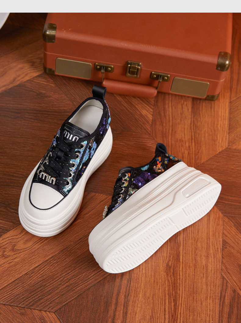 Giày sneaker nữ chạy bộ mesh thoáng trắng đế PU — Trắng, Đen chi tiết 15