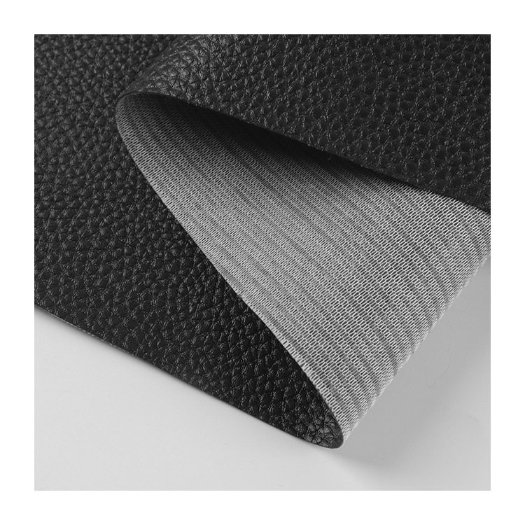 in stock PVC Leather Knitted Bottom Litchi Leather 0.5mm Small Litchi Black Sofa Cushion Leather
