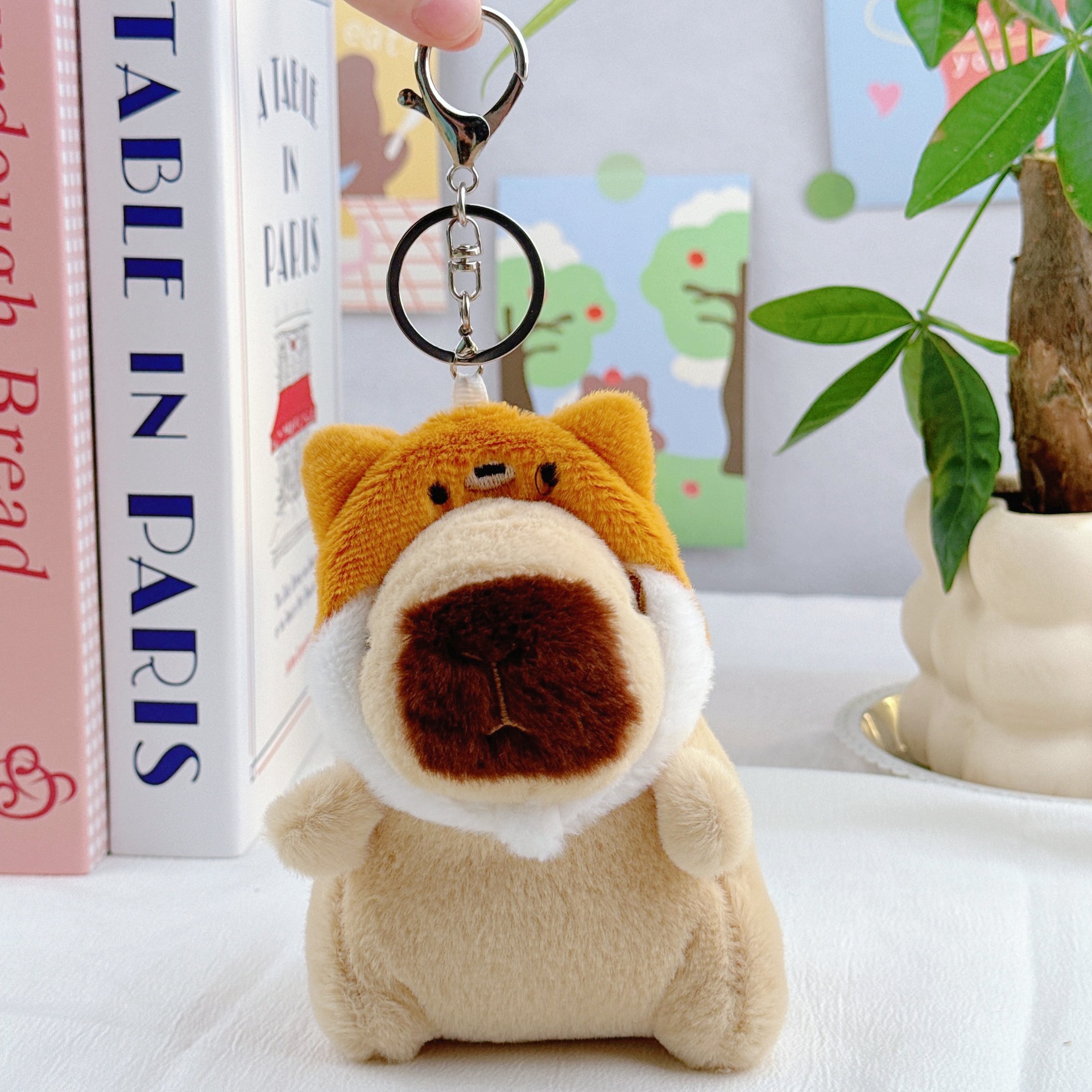 可爱卡皮巴拉公仔水豚鼠毛绒玩具玩偶钥匙扣书包挂件抓机娃娃批发