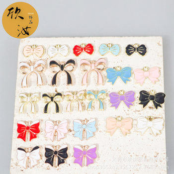 Bow shape small fragrant style DIY oil drop jewelry accessories single hanging bow tie hand rope pendant multicolor cute pendant