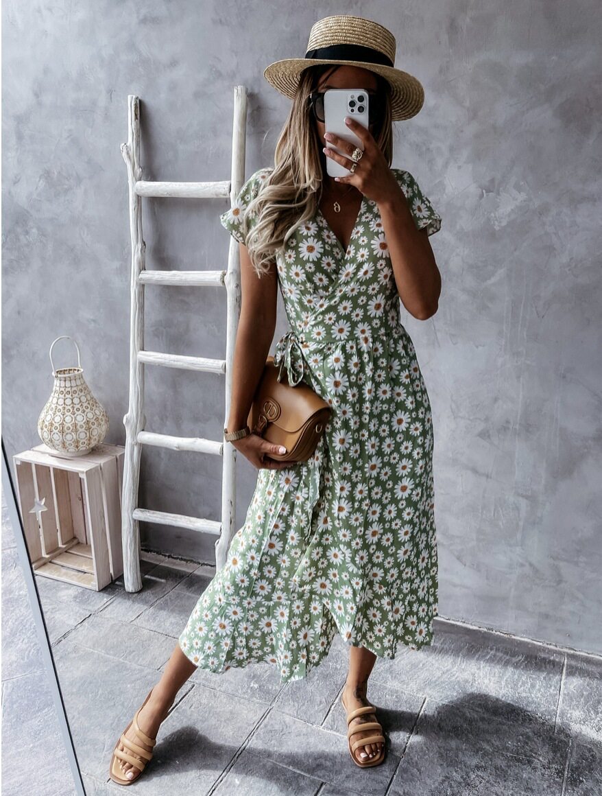 Summer Dress Casual Style Short Sleeve Lightweight Fabric Perfect for Everyday Wear Ready to Ship