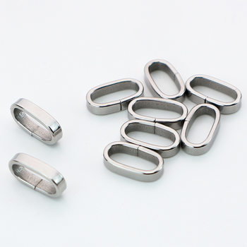 Factory Direct Supply Stainless Steel Oval Positioning Buckle Positioning Ring Silicone Leather Rope Bracelet Bracelet DIY Jewelry Accessories