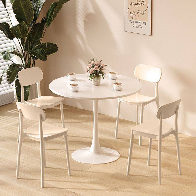 黑色小圆桌简约餐桌咖啡奶茶店阳台茶几休闲郁金香会客洽谈桌