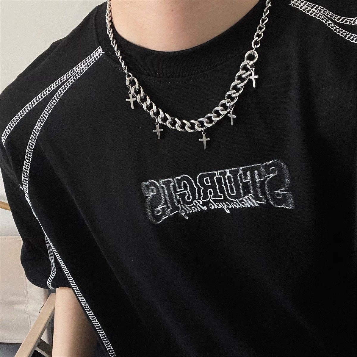 项链男钛钢不掉色简约百搭饰品女毛衣链新款时尚个性爆款嘻哈配饰