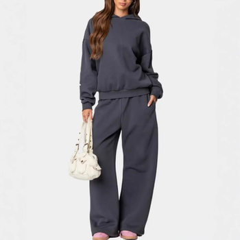 2024 cross-border foreign trade new ladies outdoor sports leisure loose bow printed sweater fashion suit