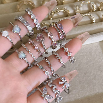 Light Luxury Hottie Micro-Embedded Ring for Women, High-End and Personalized Zircon Opening, Adjustable Index Finger Ring, Simple Niche Hand Jewelry
