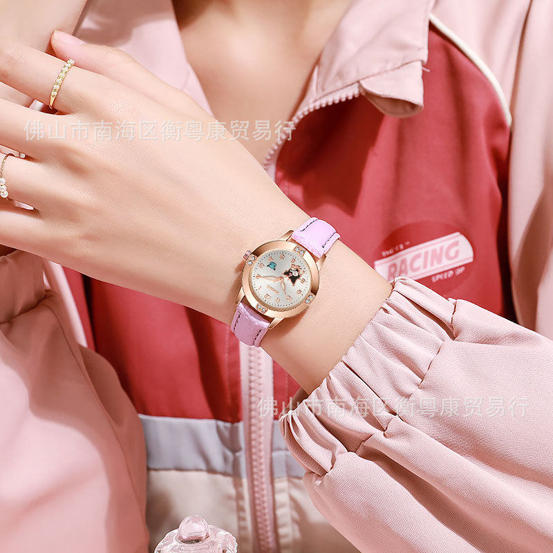 Rose Gold Diamond Belt Children's Watch Student Girl Girl Exam Watch Sanli Quartz Watch Cross-Border Wholesale