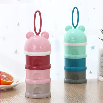 Colorful Childhood Outgoing Baby Milk Powder Box Portable Independent Layered Milk Powder Box Large Capacity Three-Layer Milk Powder Box
