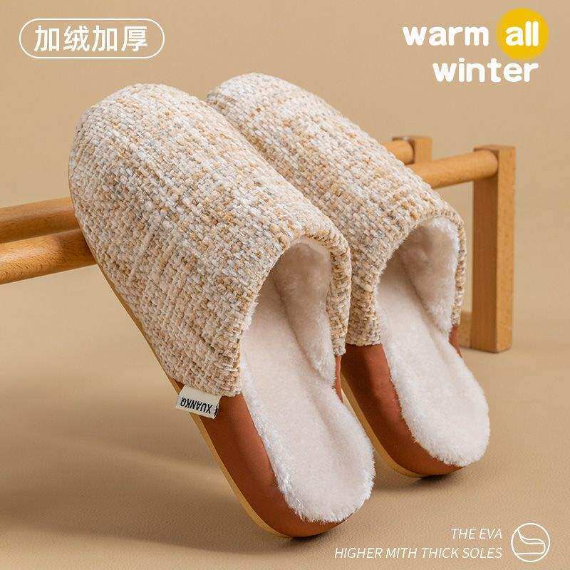 Retro Fragrance Cotton Slippers for Women 2025 New Indoor Home Winter Warm Couple Accessible Luxury Cotton Slippers for Men