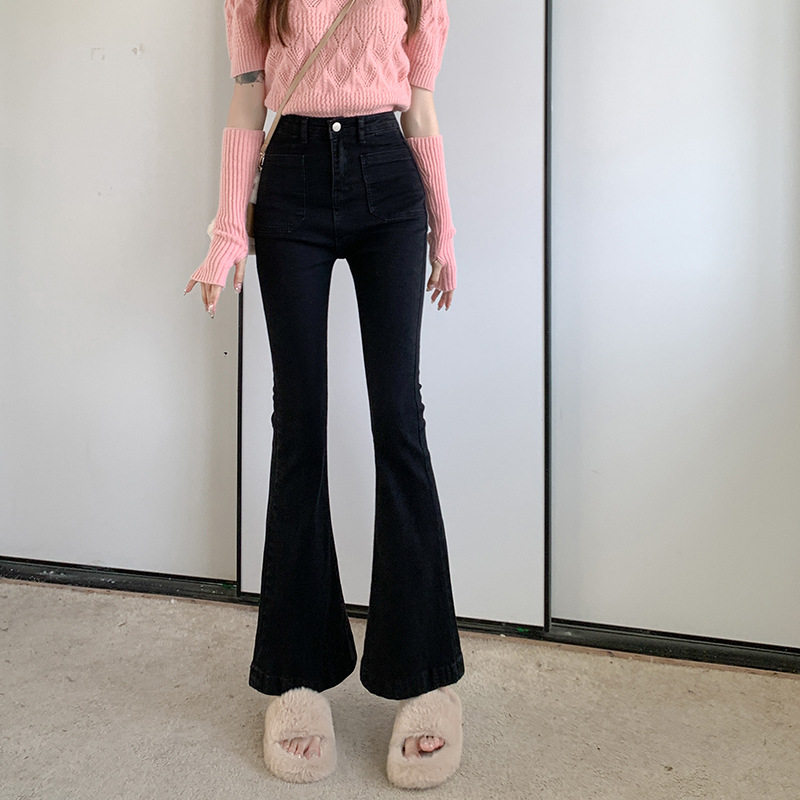 High Waisted Womens Jeans Korean Style Retro Flare Slim Fit Wide Leg Autumn Winter Fashion Wholesale Available