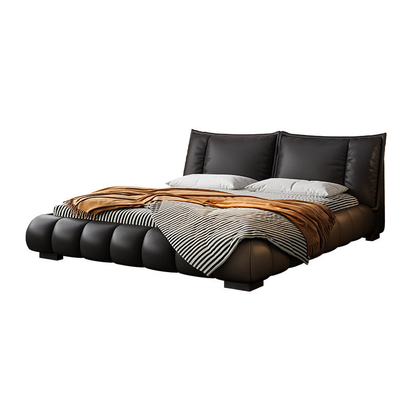 Tongyu Special Sailboat French Modern Double Bed Master Bedroom Classy Atmospheric Retro Style Black Medieval Puff Leather Bed