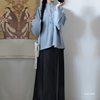 Light Shirt Style: Ming Dynasty Autumn and Winter Thickened Fleece Stand Collar Double-Breasted Bow Pocket Sleeve Short Jacket with Mamian Skirt for Daily Commuting Hanfu