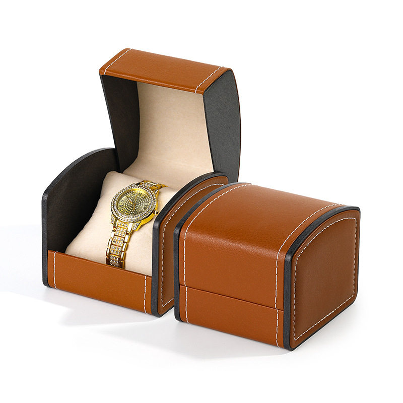 High-grade arched flip watch box wholesale watch packaging box men PU bracelet watch storage box mechanical watch box