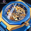 Gold shell blue face gold movement