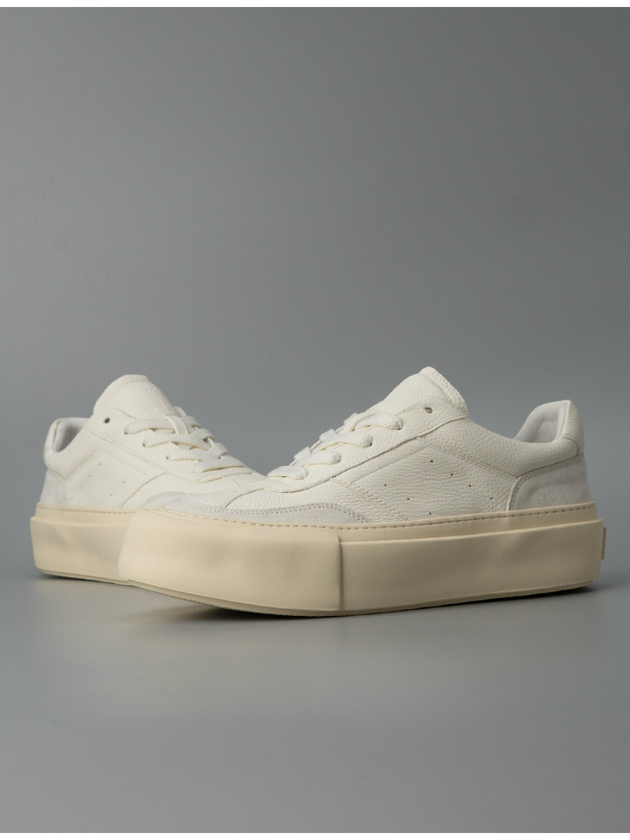 Giày sneaker nam da bò đế dày phong cách tối giản — Màu trắng