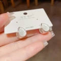 No.42 silver cat's eye stone double-sided drip ear buckle (thick real gold plating)