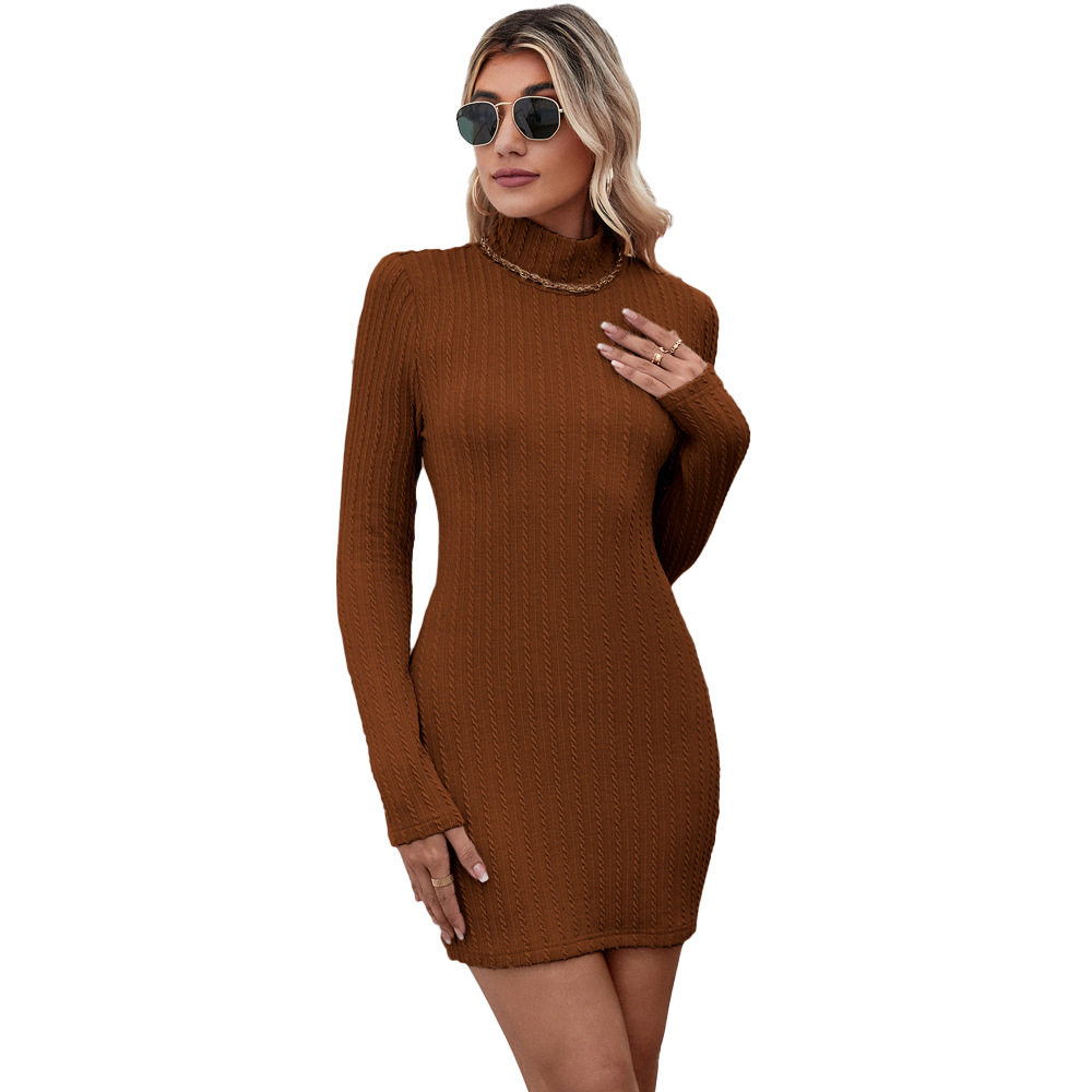Knit High Neck Backless Dress Elegant Commuter Style Sexy Silhouette Comfortable Fabric Perfect for Spring and Summer
