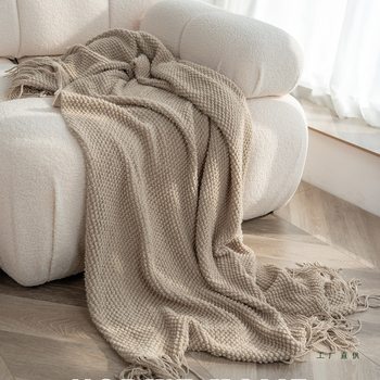Solid Color Knitted Blanket B&B Bedside Decorative Towel Ins Nap Blanket Throw Blanket Sofa Blanket Sofa Throw Blanket