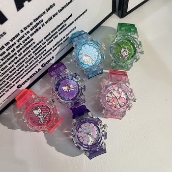 Kt Cat Hello Kitty Elementary School Girl Hello Kitty Watch Kidsren's Cartoon Princess Style Kidsren's Cartoon Watch Large Dial