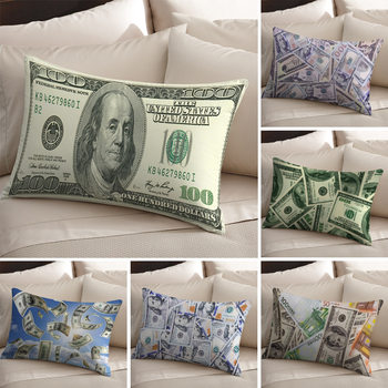 Cross-border $100 pattern peach skin velvet pillowcase bedroom bedside back pillow living room sofa rectangular pillow