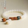 Natural White Jade Bodhi Root Bracelet Girl's Barrel Bead Bodhi Bracelet Single Circle Small Fresh Literary Fan Wen Play Bracelet