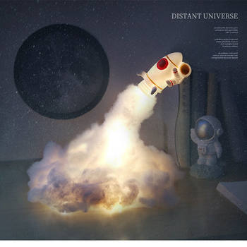 Creative rocket lamp diy material bag night light decorative ornaments space astronaut ins atmosphere bedside lamp gift