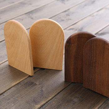 Japanese-Style Minimalist Wooden Bookend Creative Black Walnut Thickened Bookshelf Book Support for Students Solid Wood Bookend Logo