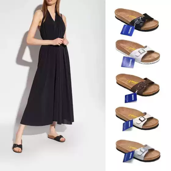 Birken Sandals for Foreign Trade 2024 Thick Bottom Leather Cork Large Size 35-46 Beach Slippers