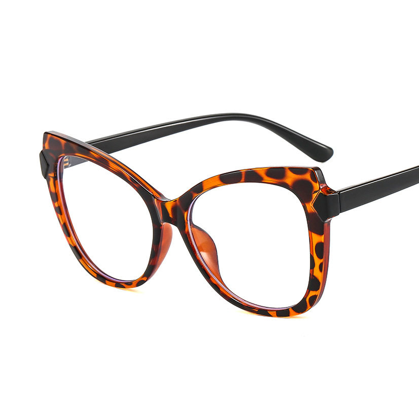 2022 new European and American cat eye plain glasses TR90 anti-blue light color matching plain glasses frame cross-border simple glasses frame