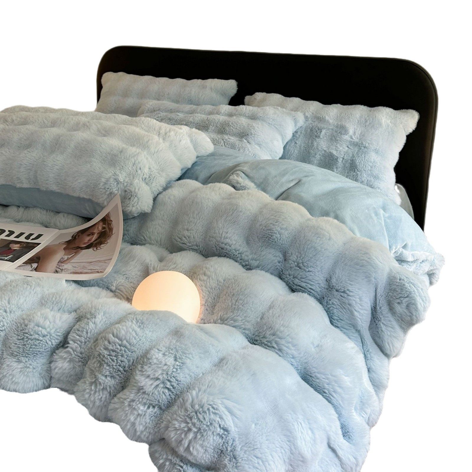 Light Luxury Class A Rabbit Hair Milk Velvet Four-piece Set Autumn and Winter fleece-lined Thickened Coral Velvet Bed Sheet Quilt Cover Source Manufacturer