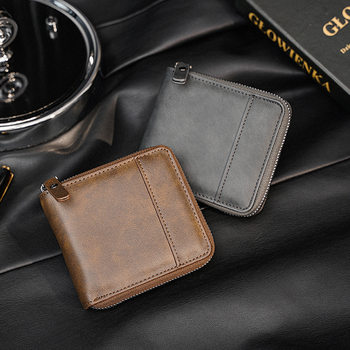 2025 New Korean Style Wallet Men's Short Horizontal Retro Wallet Multifunctional Plaid Small Wallet Factory Wholesale