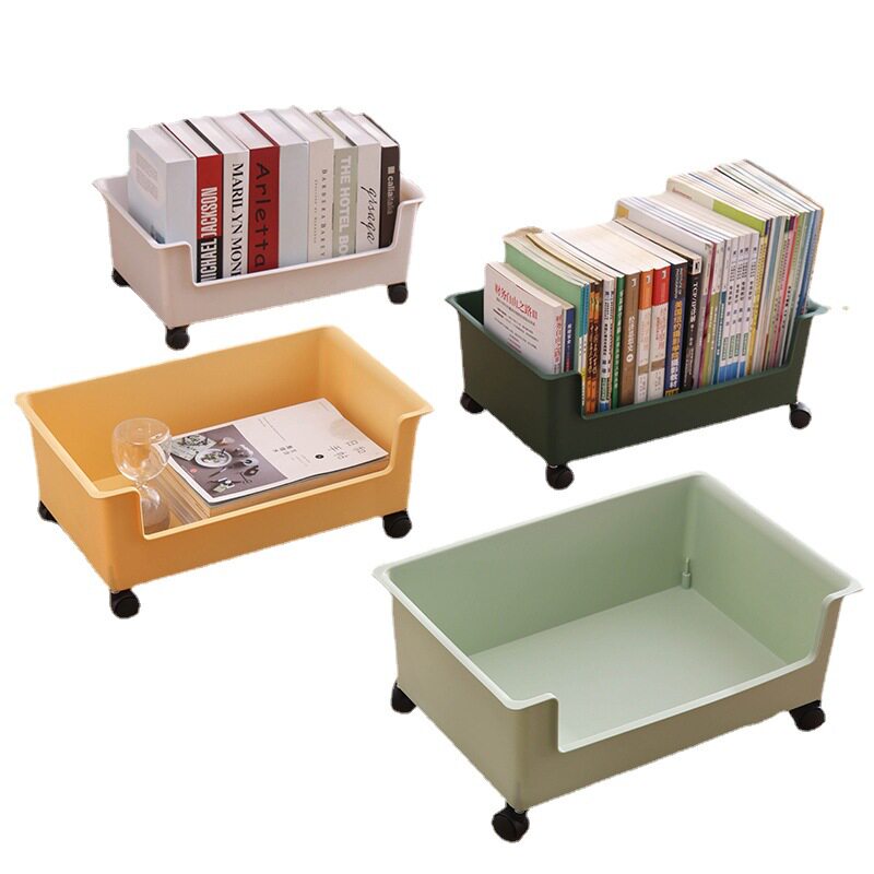 Student Classroom Book Box with Pulley Movable Book Storage Box High School Book Arrangement Dormitory Artifact with Wheels