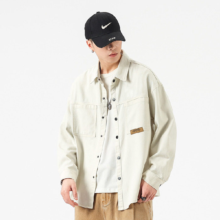 Áo Sơ Mi Nam Cotton Dáng Rộng Tay Dài Lót Lông Màu Trắng Kem, Xanh Rêu, Đen