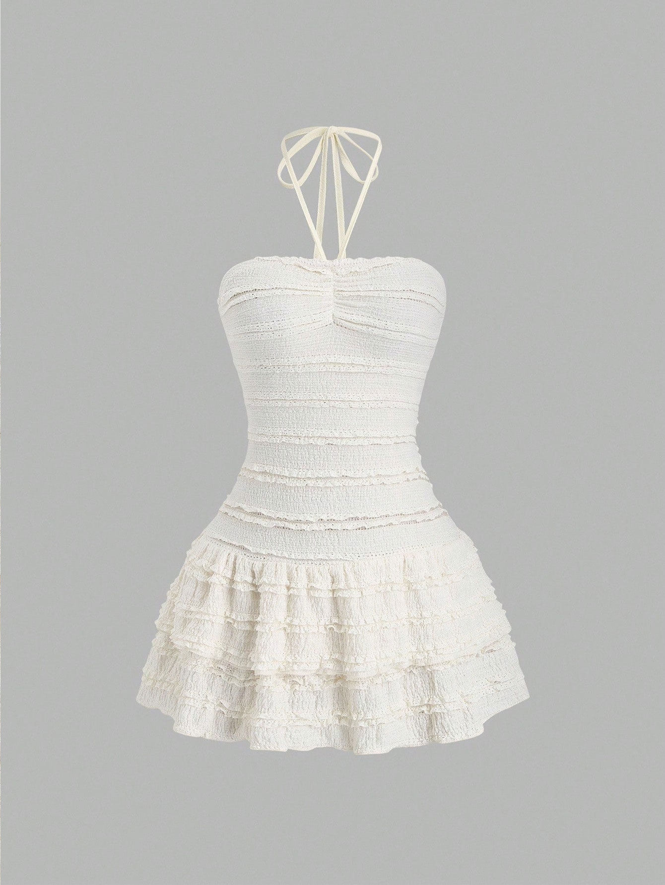 White Summer Dress Sweet French Style Strapless Ruffled Hem Lightweight Fabric Perfect for Parties and Casual