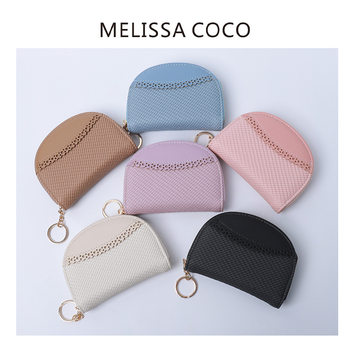 Card Holder Simple and Exquisite Contrasting Color Series Zipper Coin Card Holder Cut Out Wavy Lace Curved Card Holder Coin Purse