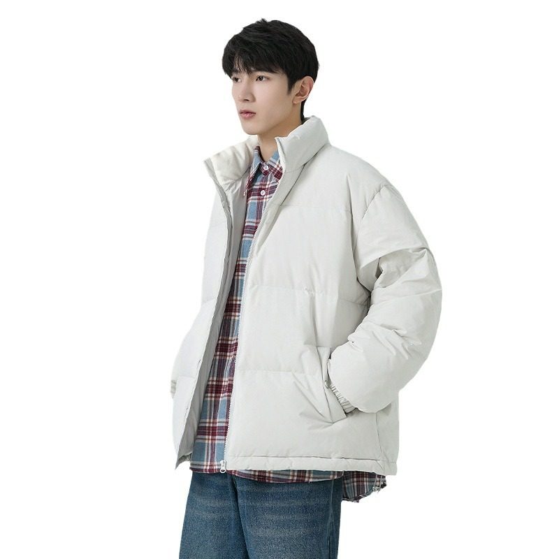New National Standard White Duck Down Jacket Men's Winter Trendy Brand Coat Boys Thickened Short Winter Clothes with Vertical Collar Bread Suit