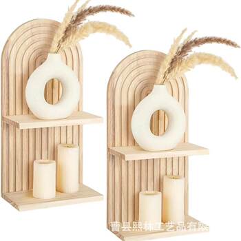 Vintage Wooden Wall Storage Rack Arch Bohemian Style Background Wall Display Rack Wall Hanging Candle Storage Rack