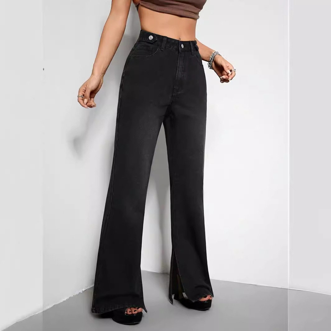 Loose Fit High Waisted Straight Leg Jeans Flattering Design Comfortable Fabric Versatile Style Wholesale Available