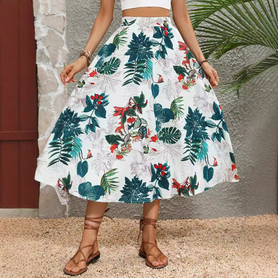 Floral Print Maxi Skirt Slim Fit Casual Style Vacation Wear Ready to Ship Wholesale Available